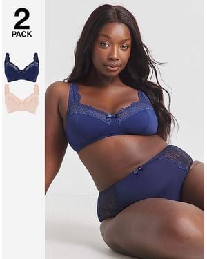 Pretty Secrets 2 Pack Lottie Lace Bras - Blue