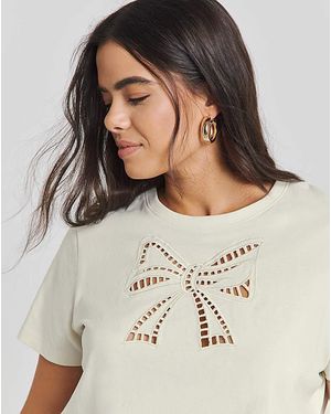 Simply Be Bow Cut Out T-Shirt - Natural