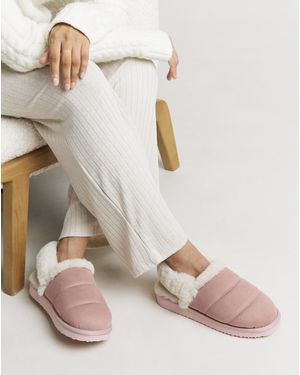 Simply Be Slingback Fluffy Slipper Wide - Pink