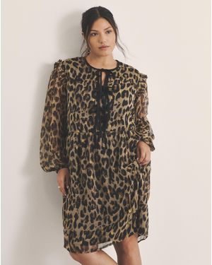 Simply Be Bow Georgette Skater Dress - Natural