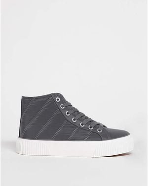 Simply Be Quilted Hi Top Trainers Wide Fit - Grey