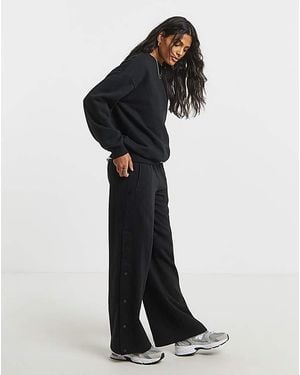 Simply Be Half Popper Wide Leg Joggers - Black