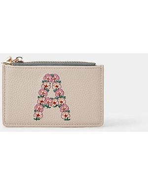 Accessorize Floral Initial Card Holder - Natural