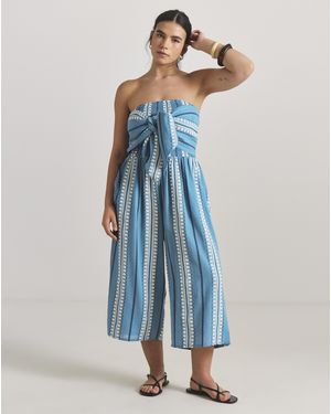 Beach To Beach Jacquard Wrap Beach Jumpsuit - Blue
