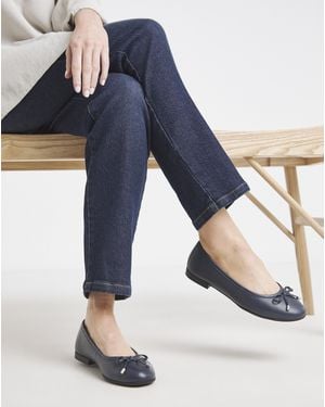 JD Williams Classic Leather Ballerina Ex Wide - Blue