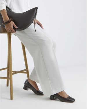 Heavenly Soles Low Block Heel Court Shoes Ex Wide - White