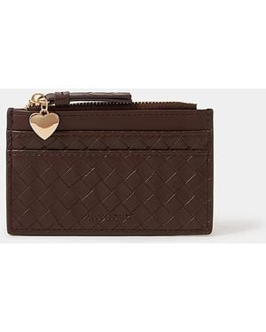Accessorize Woven Card Holder - Brown