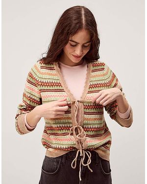Monsoon Fran Fair Isle Cardigan - Brown
