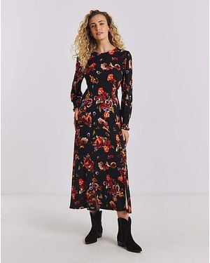 brown and cream spotted dress Second Glance Olga Criss-Cross Back Midi Dress Polka Dot Brown main image 1