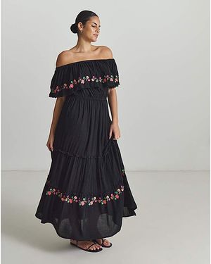 Figleaves Embroidered Tiered Bandeau Beach Dress - Blue