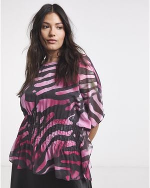 Joanna Hope Pleated Seam Blouse - Red