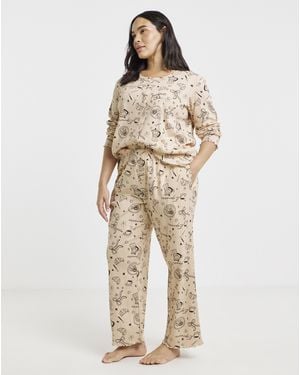 Pretty Secrets Coffee Pointelle Pj Set - Natural