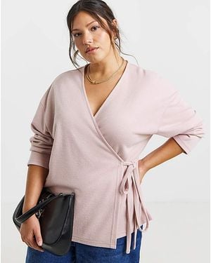 Simply Be Ribbed Wrap Top - Natural