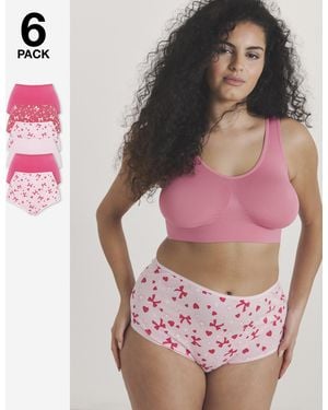 Pretty Secrets 6 Pack Full Brief Knickers - Pink