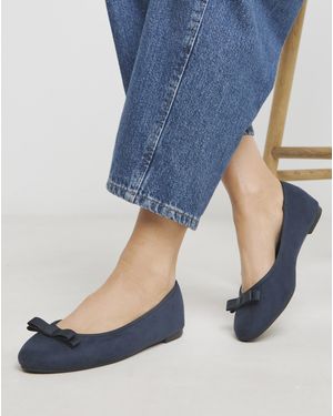 Simply Be Classic Ballerina Bow Shoe Extra Wide - Blue