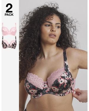 Pretty Secrets 2 Pack Laura Full Cup Wired Bras - Multicolour