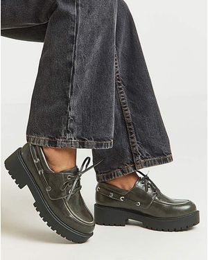 Simply Be Chunky Brogue Boat Shoe Wide - Grey