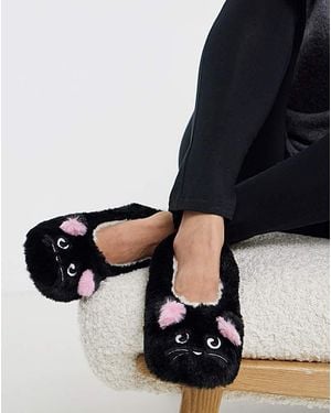 Simply Be Fluffy Ballerina Slipper Wide - Black