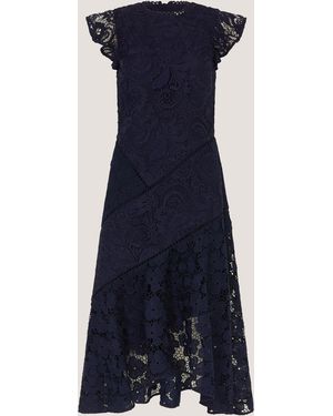 Monsoon Gina Floral Lace Midi Dress - Blue