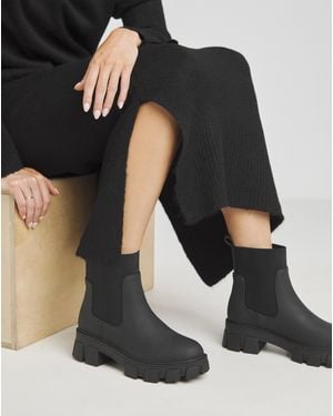 Simply Be Lug Sole Chelsea Ankle Boot Wide - Black