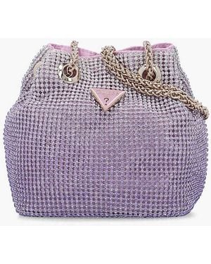 Guess Zalina Diamante Chain Mesh Pouch - Purple