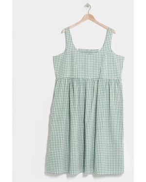 Simply Be Gingham Textured Sundress With Pockets - Blue