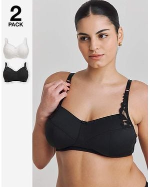 Pretty Secrets 2 Pack Flora Non Wired Bras - Black