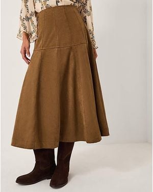 Monsoon Macy Suedette A-Line Midi Skirt - Brown