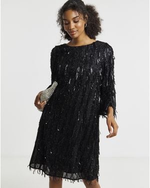 Joanna Hope Sequin Tassle Dress - Black