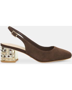 Dune Catharine Suede Slingback Heel - Brown