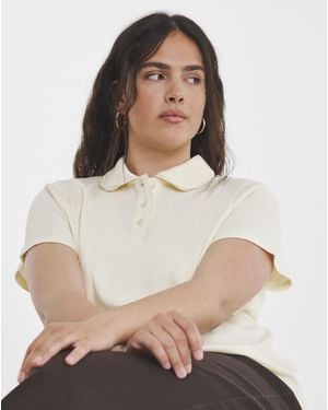 Simply Be Picot Polo Top - Natural