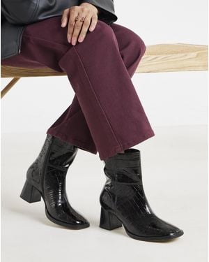 Simply Be Flared Heel Ankle Boot Ex Wide - Purple