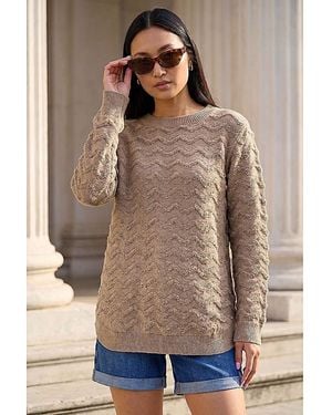 Roman Roman Shimmer Curved Hem Jumper - Brown