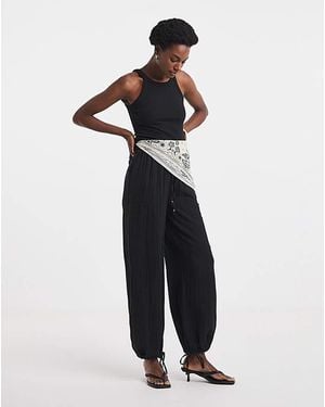 JD Williams Cotton Cheesecloth Balloon Trousers - Blue