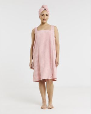 Pretty Secrets Towelling Shower Wrap & Turban - Pink