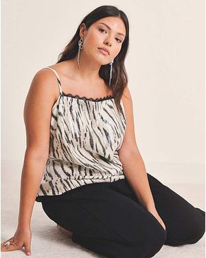Simply Be Print Clear Sequin Cami Top - Black