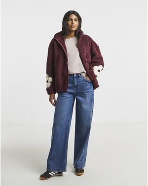 Simply Be Teddy With Flower Sleeve Detail - Blue
