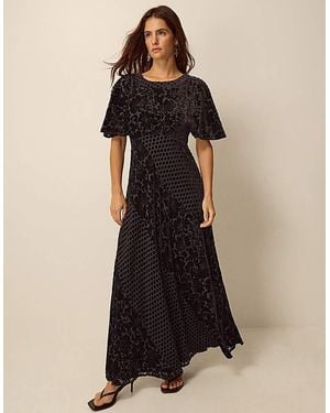 Monsoon Adeline Devore Polka Dot Dress - Black