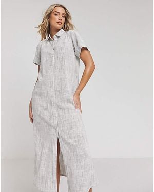 Simply Be Linen Mix Shirt Dress - Grey