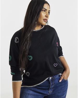 Simply Be Heart Cross Stitch Sweat - Blue