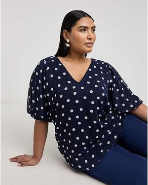 Joanna Hope Puff Sleeve Blouse - Blue