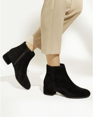 Dune Pippie Suede Ankle Boots Wide Fit - Black