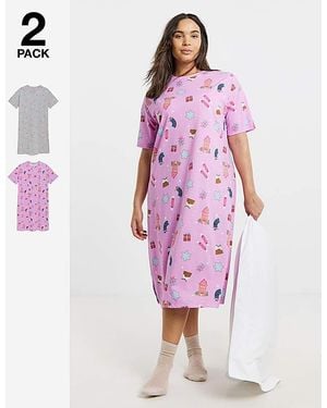 Simply Be Value 2 Pack Nighties - Pink