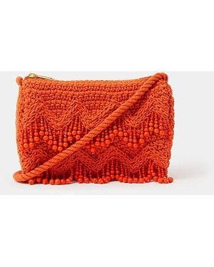 Accessorize Beaded Macrame Crossbody Bag - Red
