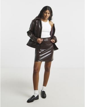 Simply Be Lacquered Mini Skirt - White