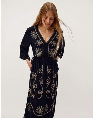 Monsoon Sophy Embroidered Maxi Kaftan - Blue