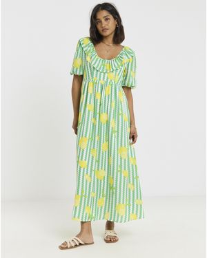 Twisted Wunder Fruit Print Maxi Dress - Green