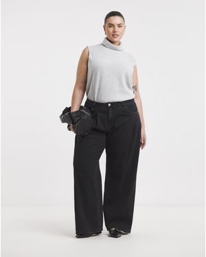 Simply Be Pleat Wide Leg Jeans - White