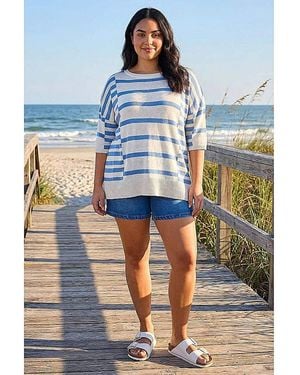 Roman Curve Stripe Knit Jumper - Blue