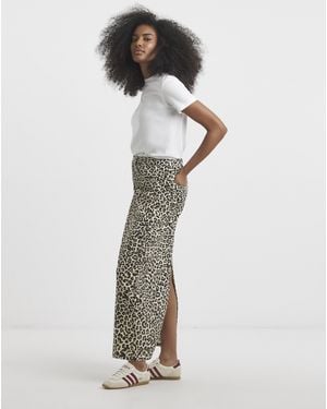 Simply Be Sbe Print Denim Midaxi Skirt - White